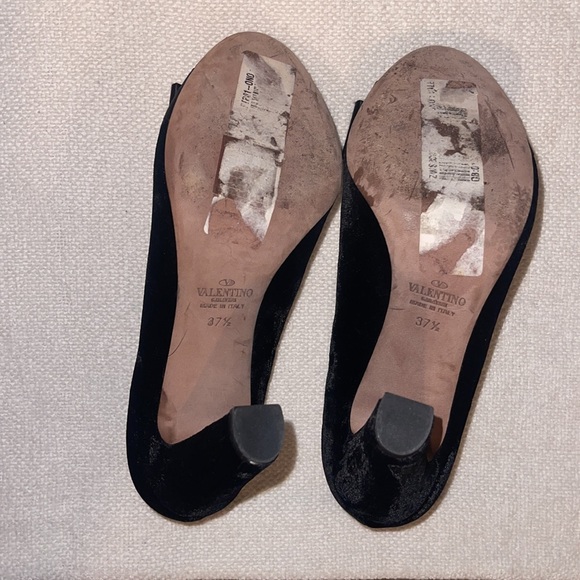 Valentino Velvet Chunky Heels Size 37 1/2 - Picture 4 of 7